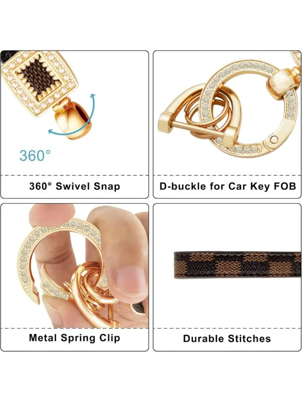 Stylish Leather Wristlet Keychain for Home & Car Keys - Functional & Chic